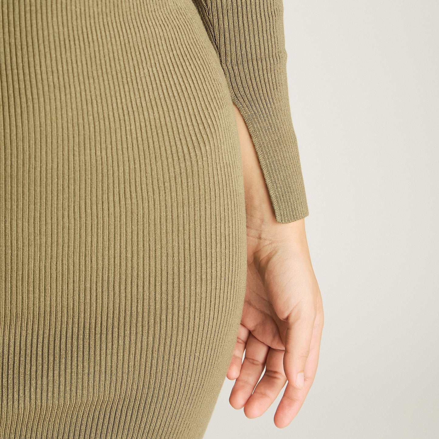 Vestido Tejido Rib Verde Acuarela