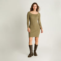 Vestido Tejido Rib Verde Acuarela