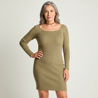 Vestido Tejido Rib Verde en modelo adulta