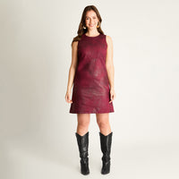 Vestido Corto Burdeo Sin Mangas