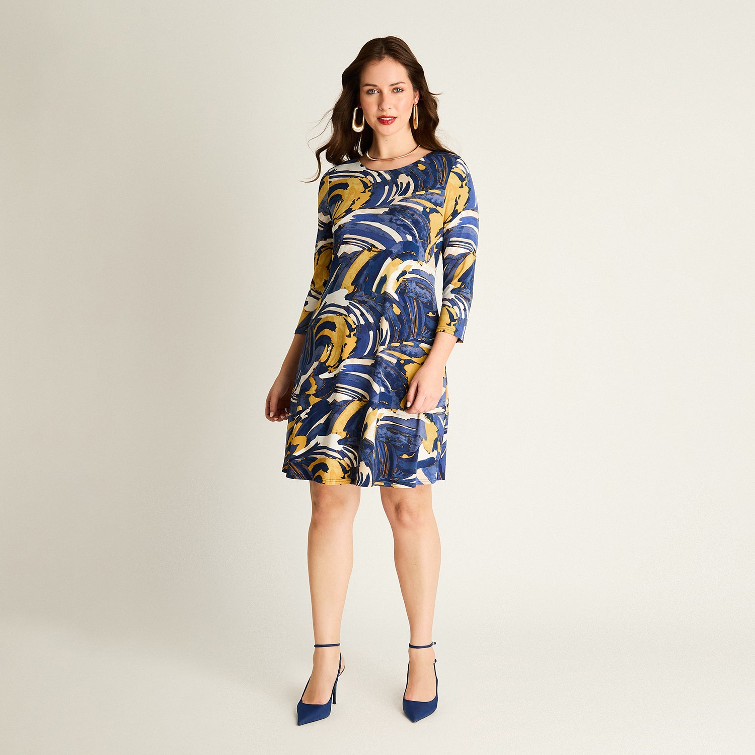 Vestido Corto Azul Estampado