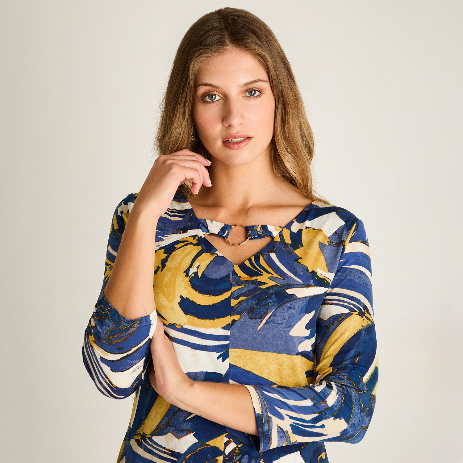 Vestido Corto Azul Estampado