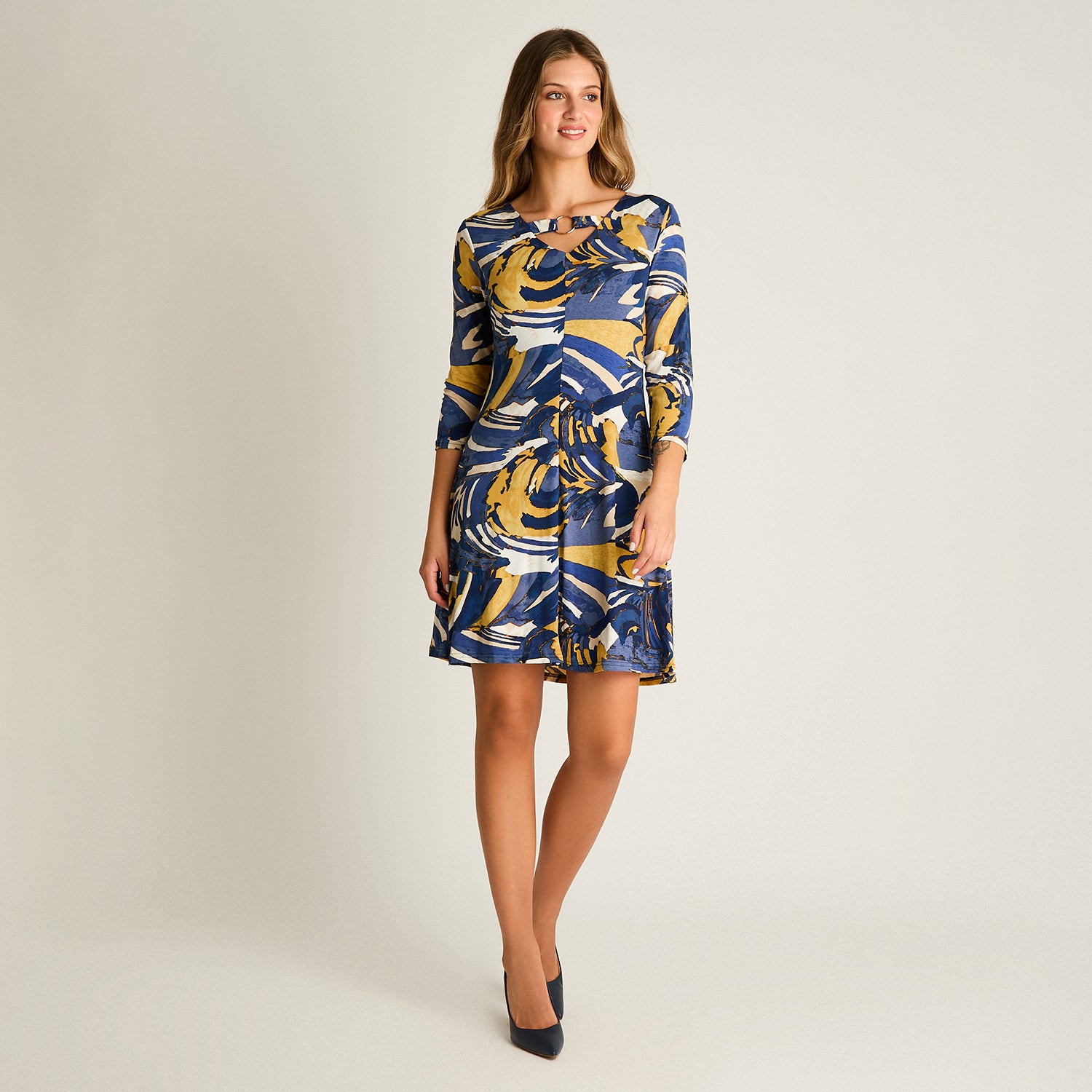 Vestido Corto Azul Estampado