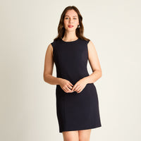 Vestido Azul con Detalles en Hombros