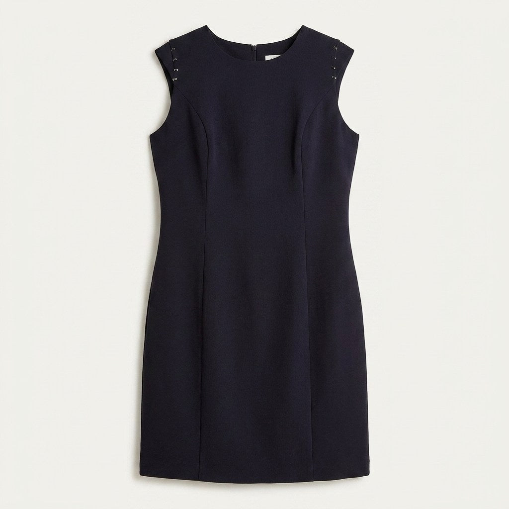 Vestido Azul con Detalles en Hombros en plano