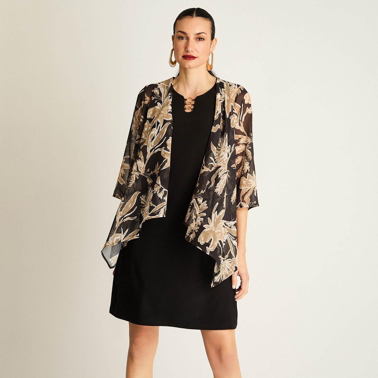 Vestido Twin Set Negro con Tapado Estampado