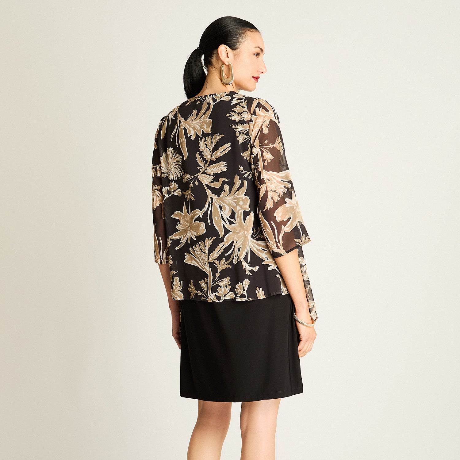 Vestido Twin Set Negro con Tapado Estampado