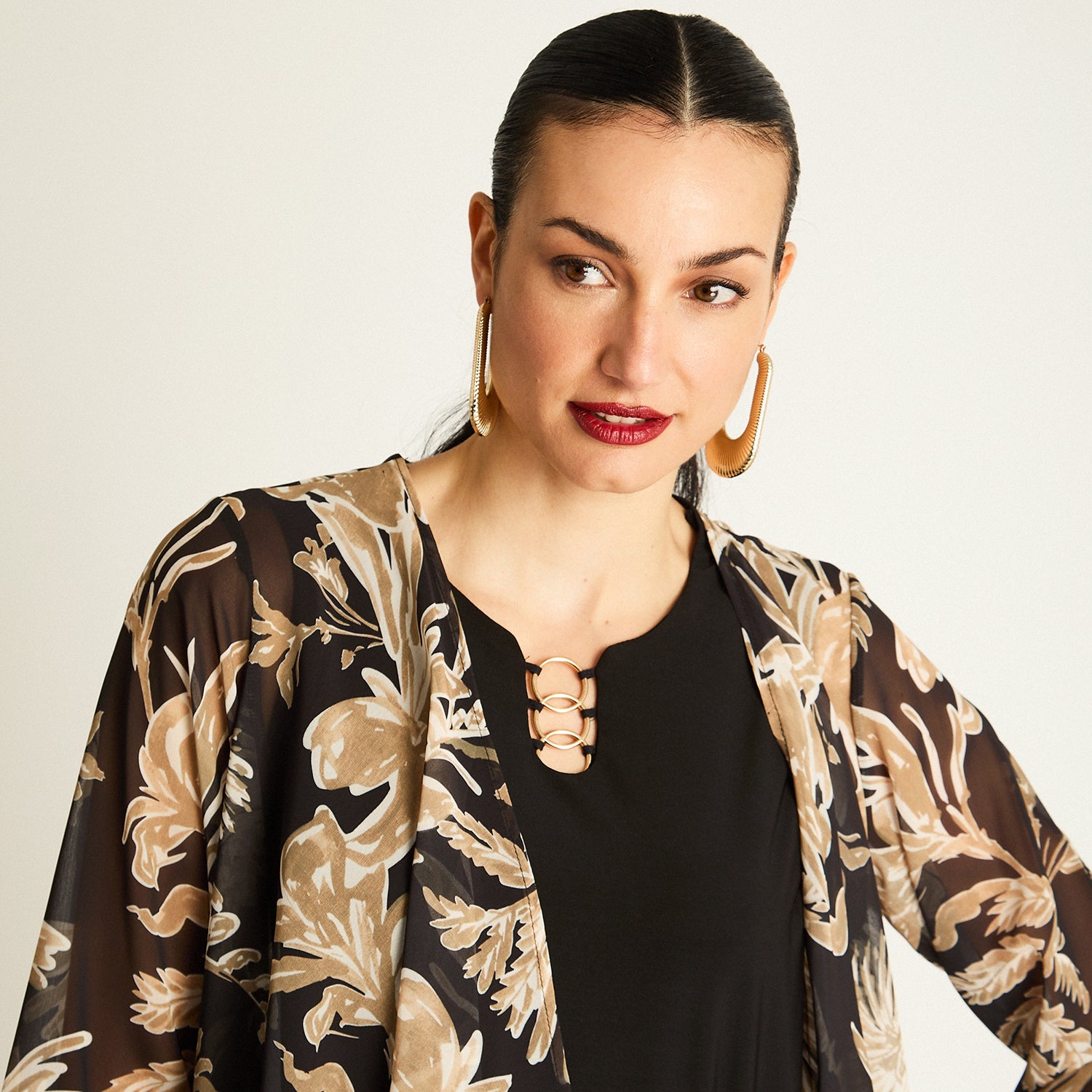 Vestido Twin Set Negro con Tapado Estampado