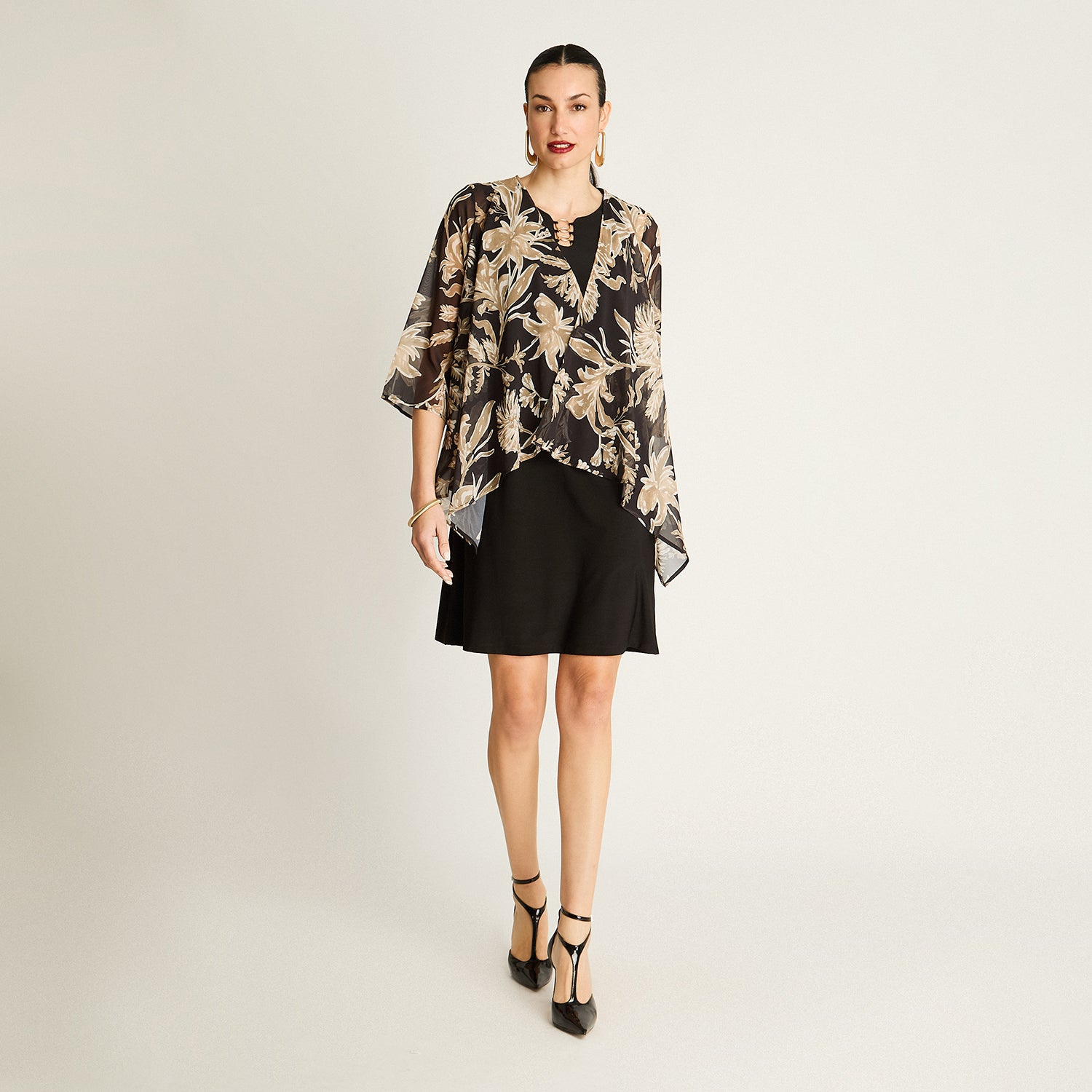Vestido Twin Set Negro con Tapado Estampado