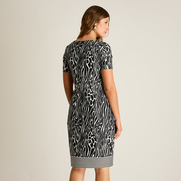 Vestido Corto Negro Estampado