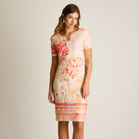 Vestido Corto Naranjo Floral