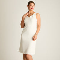 Vestido Corto Formal Crudo Sin Mangas