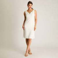 Vestido Corto Formal Crudo Sin Mangas