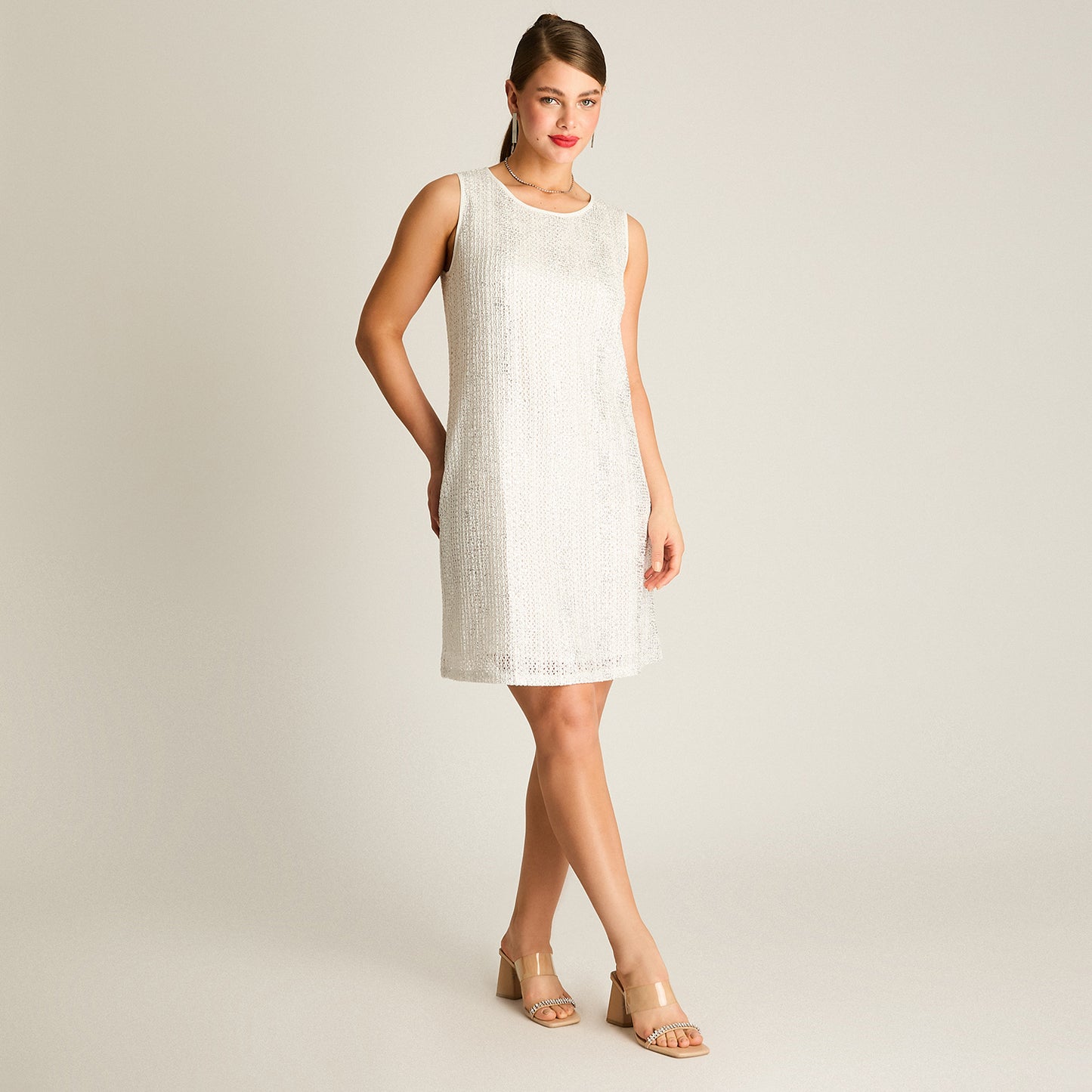 Vestido Corto Crudo Brillante