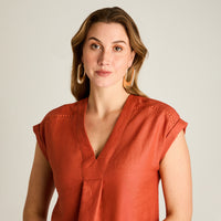 Vestido Corto Terracota 100% Lino