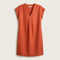 Vestido Corto Terracota 100% Lino en plano