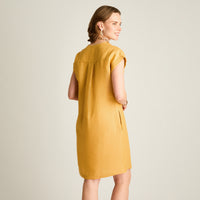 Vestido Corto Mostaza 100% Lino