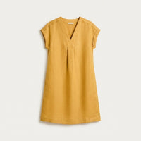 Vestido Corto Mostaza 100% Lino en plano