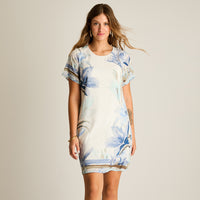 Vestido Corto Crudo No Elasticado Con Forro Calce Holgado