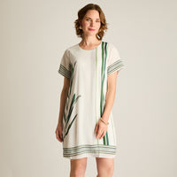 Vestido Corto Verde No Elasticado Con Forro Calce Holgado