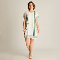 Vestido Corto Verde No Elasticado Con Forro Calce Holgado