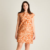 Vestido Corto Terracota No Elasticado Sin Forro Calce Holgado