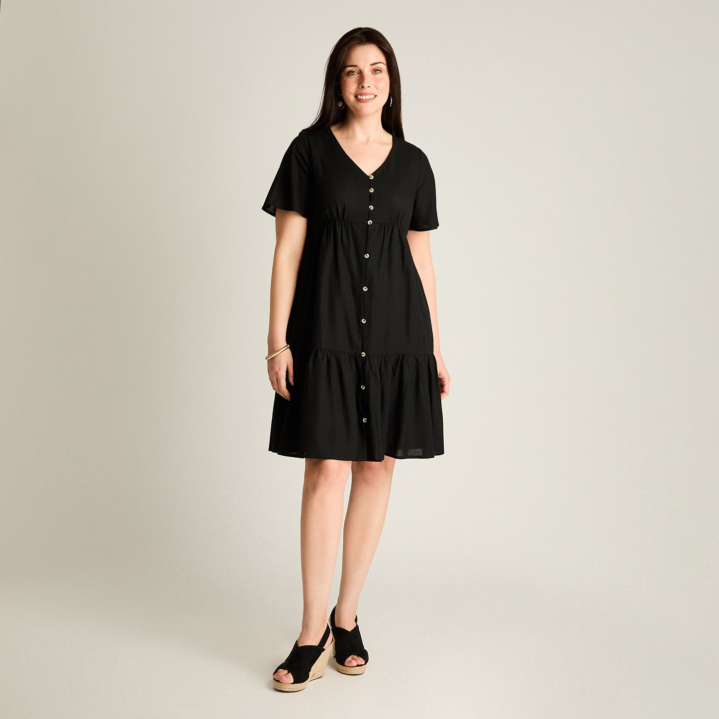 Vestido Negro Corto No Elasticado - Lorenzo di Pontti