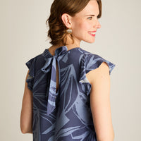 Vestido Corto Indigo No Elasticado Sin Forro Calce Holgado