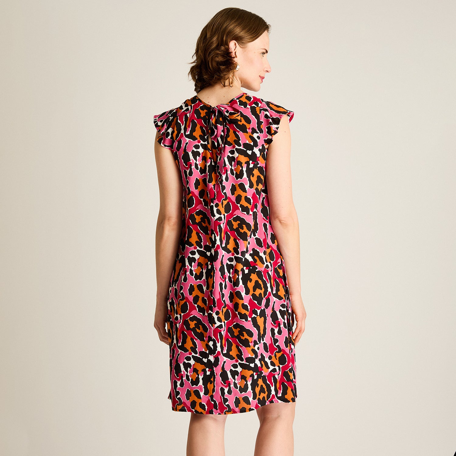 Vestido Corto Magenta No Elasticado Sin Forro Calce Holgado