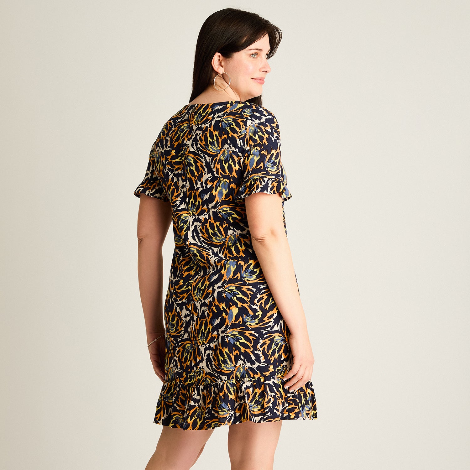 Vestido Corto Azul No Elasticado Sin Forro Calce Holgado