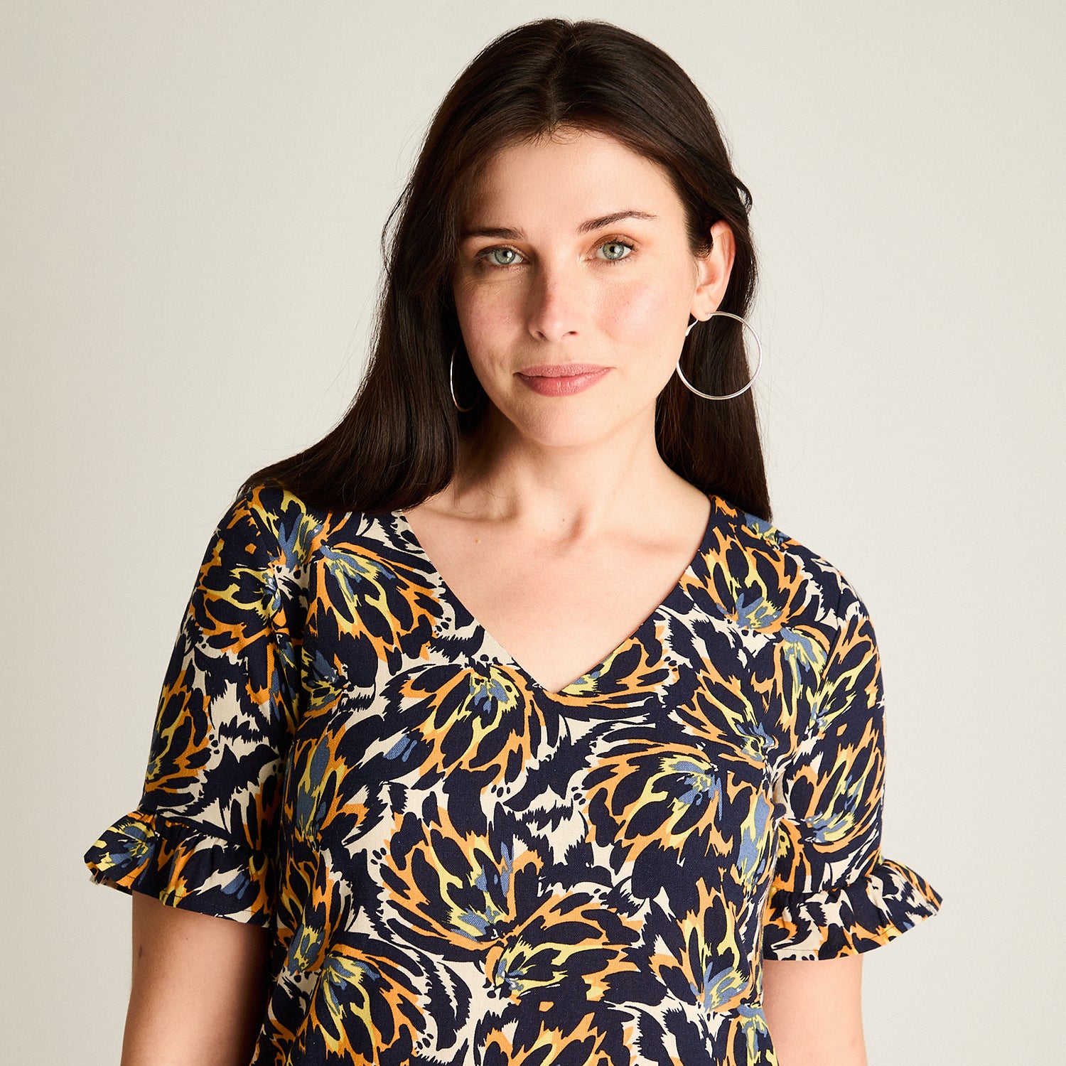 Vestido Corto Azul No Elasticado Sin Forro Calce Holgado