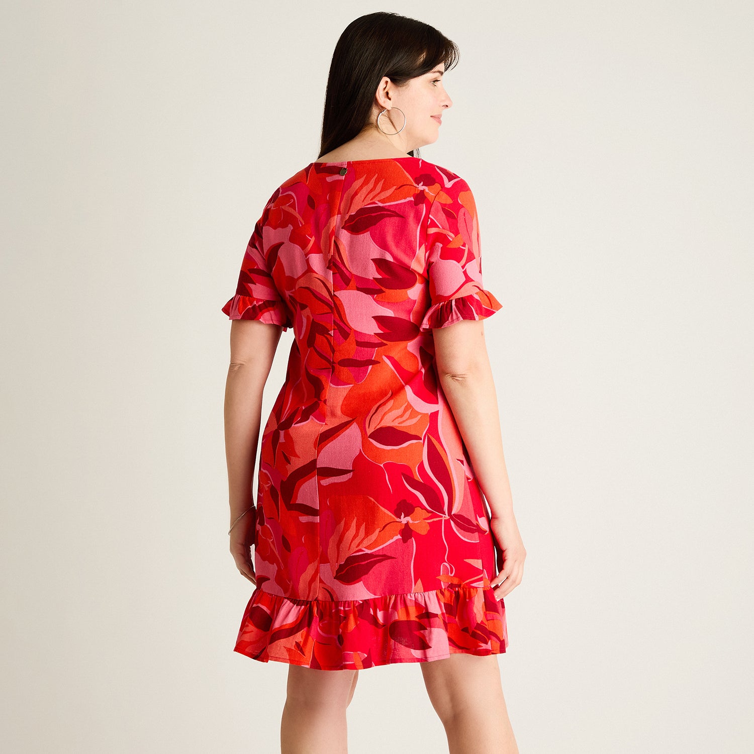 Vestido Corto Rojo No Elasticado Sin Forro Calce Holgado