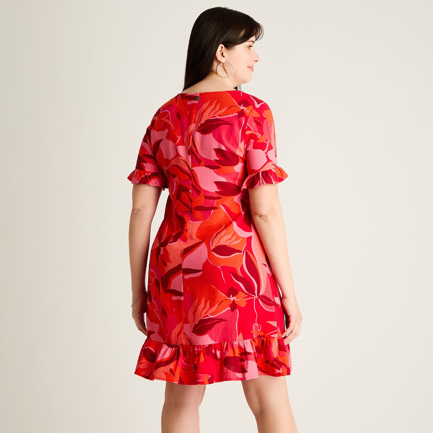 Vestido Corto Rojo No Elasticado Sin Forro Calce Holgado