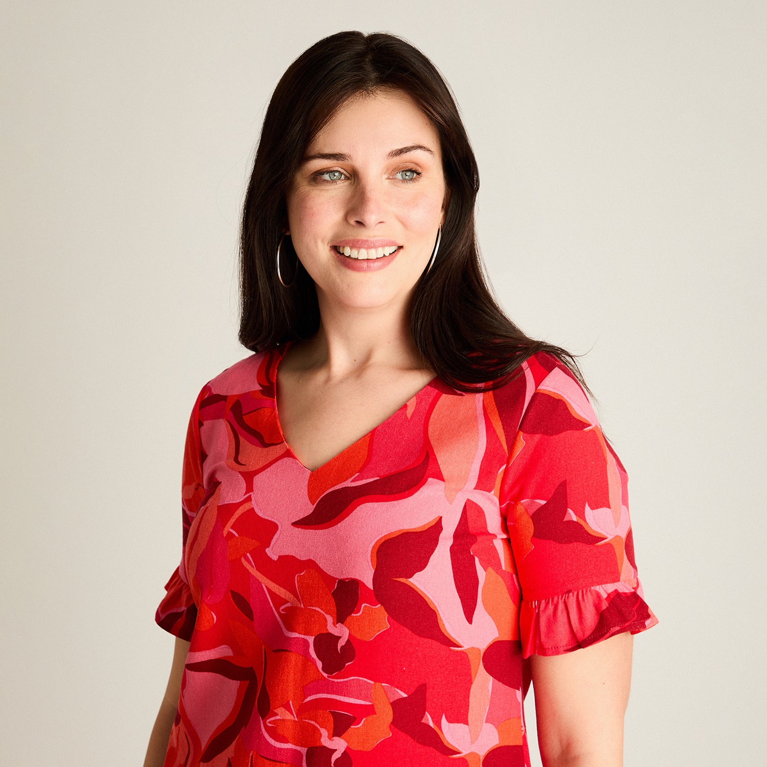 Vestido Corto Rojo No Elasticado Sin Forro Calce Holgado