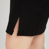 Vestido Midi Manga Corta Elasticado Negro