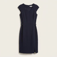 Vestido Midi Manga Corta Elasticado Azul en plano