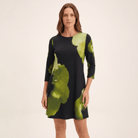 Vestido Midi Manga 3/4 Estampado Verde