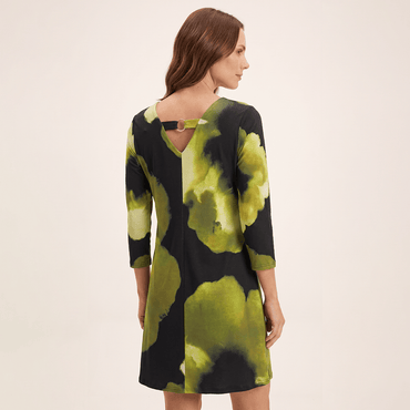 Vestido Midi Manga 3/4 Estampado Verde