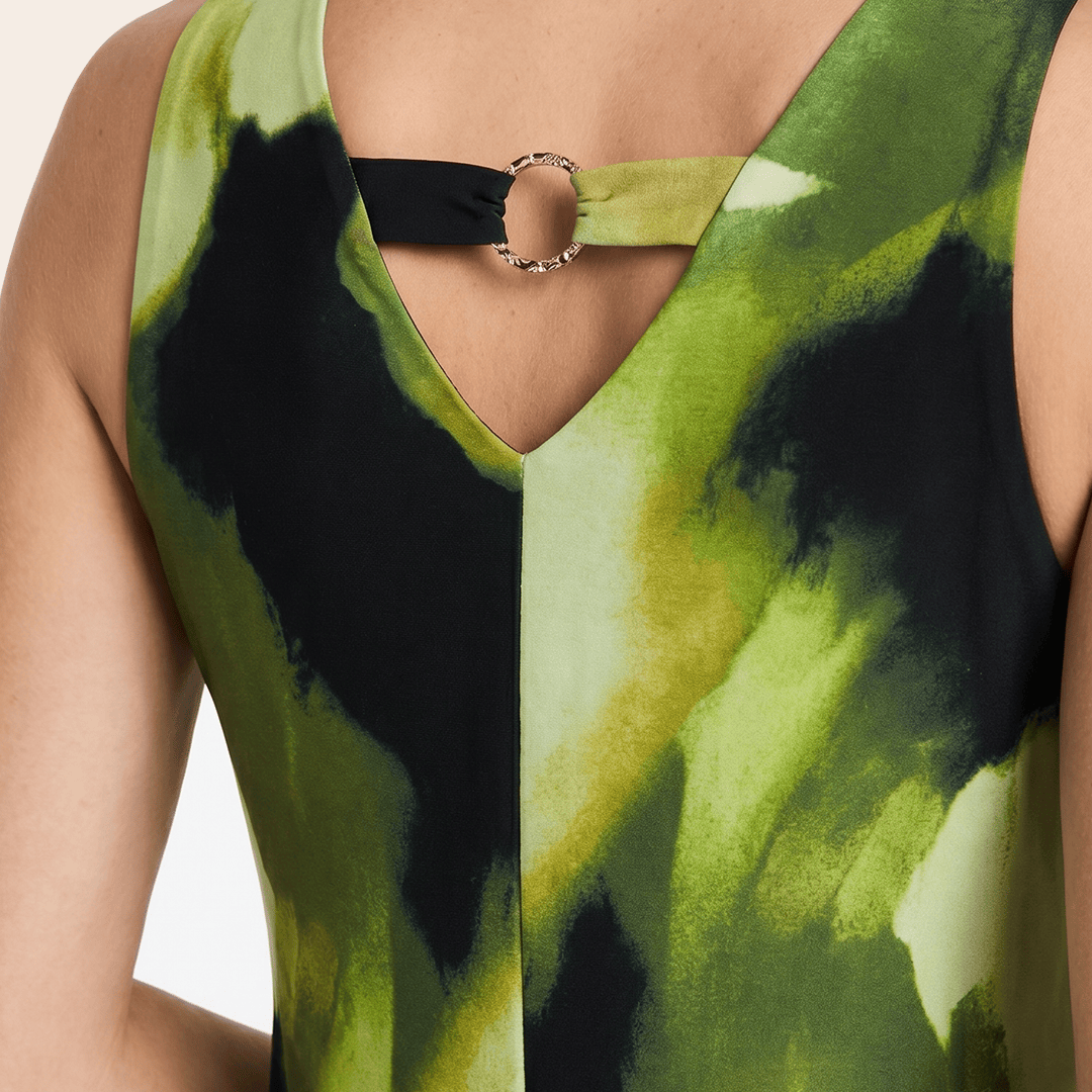 Vestido Midi Manga 3/4 Estampado Verde