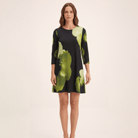 Vestido Midi Manga 3/4 Estampado Verde