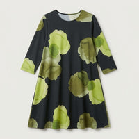 Vestido Midi Manga 3/4 Estampado Verde en plano