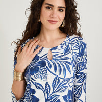 Vestido Corto Polyspandex Manga 3/4 Azul
