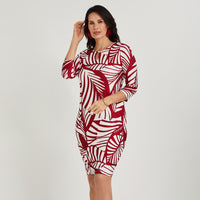 Vestido Corto Polyspandex Manga 3/4 Rojo