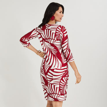 Vestido Corto Polyspandex Manga 3/4 Rojo