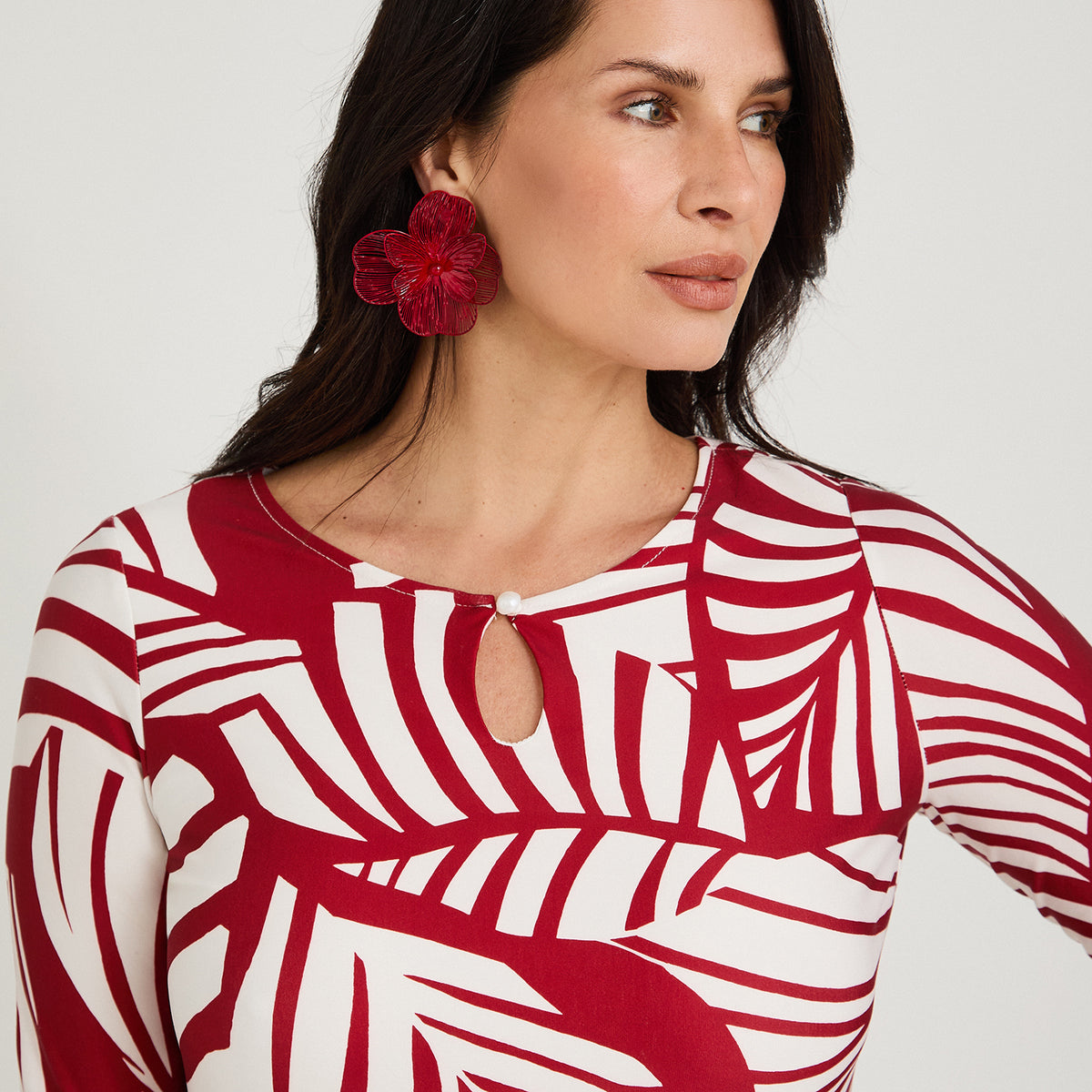 Vestido Corto Polyspandex Manga 3/4 Rojo