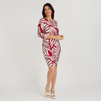 Vestido Corto Polyspandex Manga 3/4 Rojo