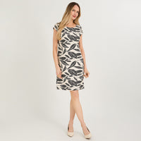 Vestido Corto de Lino sin Mangas Cuello Redondo Negro