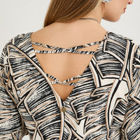 Vestido Corto Estampado Crudo
