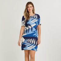 Vestido Corto Estampado Azul