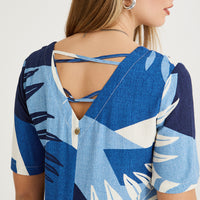 Vestido Corto Estampado Azul
